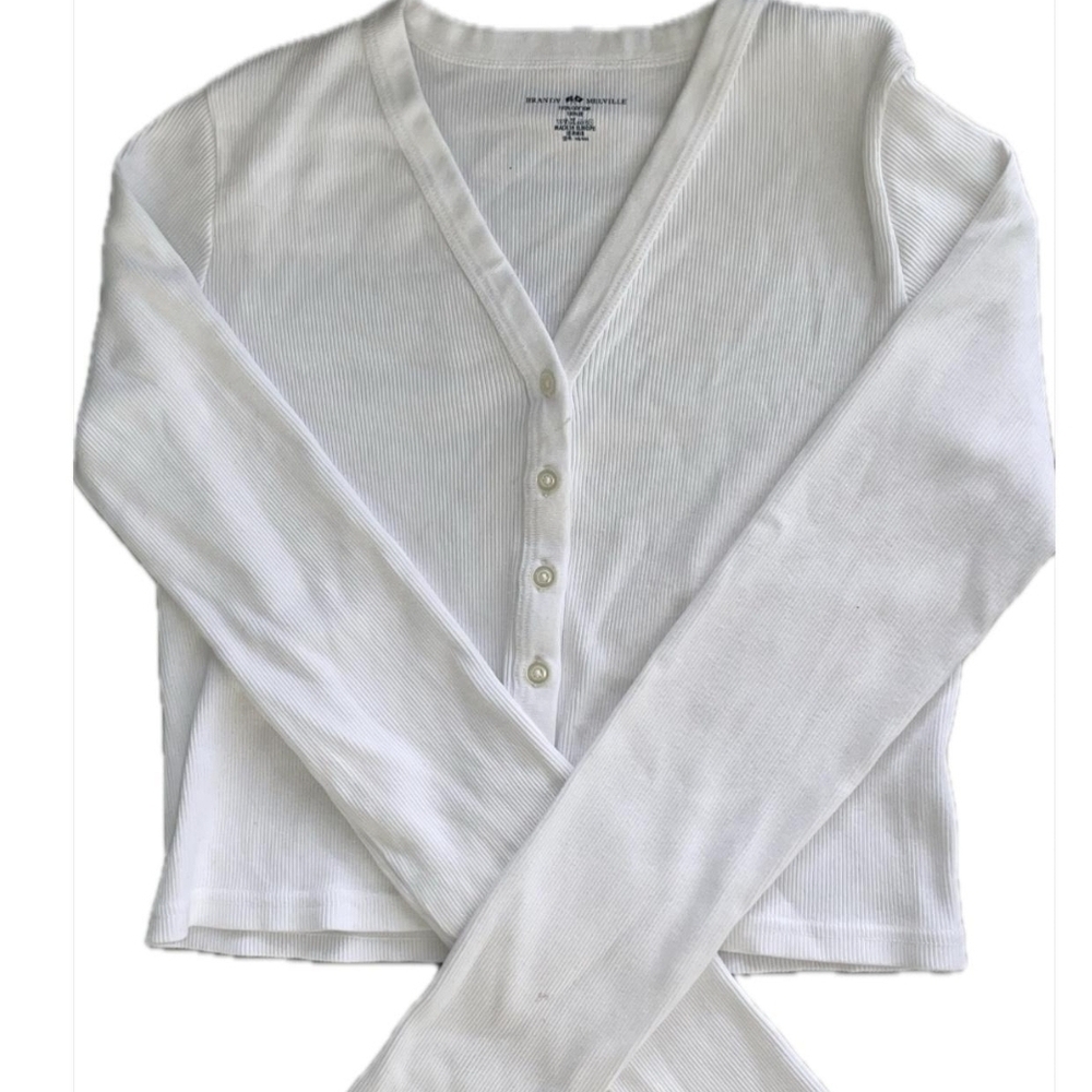Brandy Melville White Ribbed Cardigan